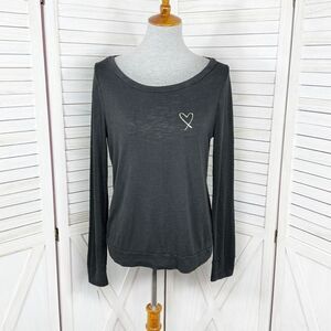 Victoria’s Secret Slub Knit Long Sleeve Sleep Lounge T Shirt Black Small